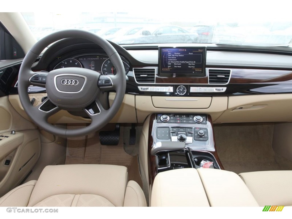 2013 Audi A8 L 4.0T quattro Velvet Beige Dashboard Photo #72074629