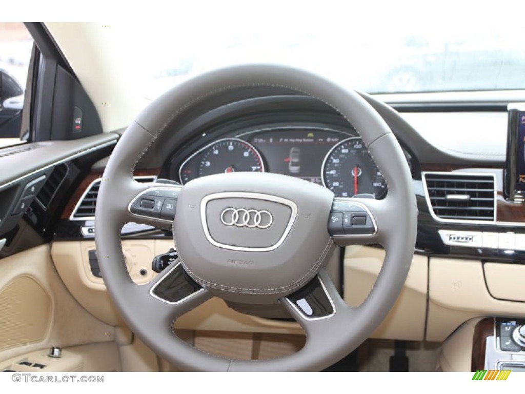 2013 Audi A8 L 4.0T quattro Velvet Beige Steering Wheel Photo #72074653