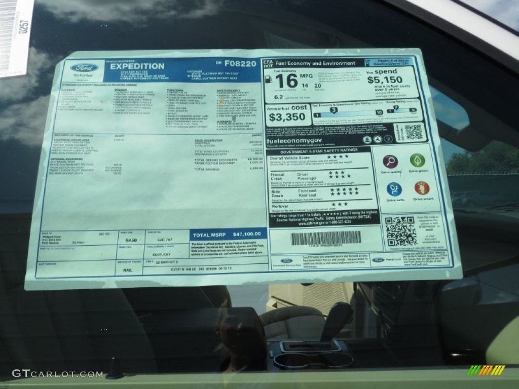 2013 Ford Expedition XLT Window Sticker Photo #72074829