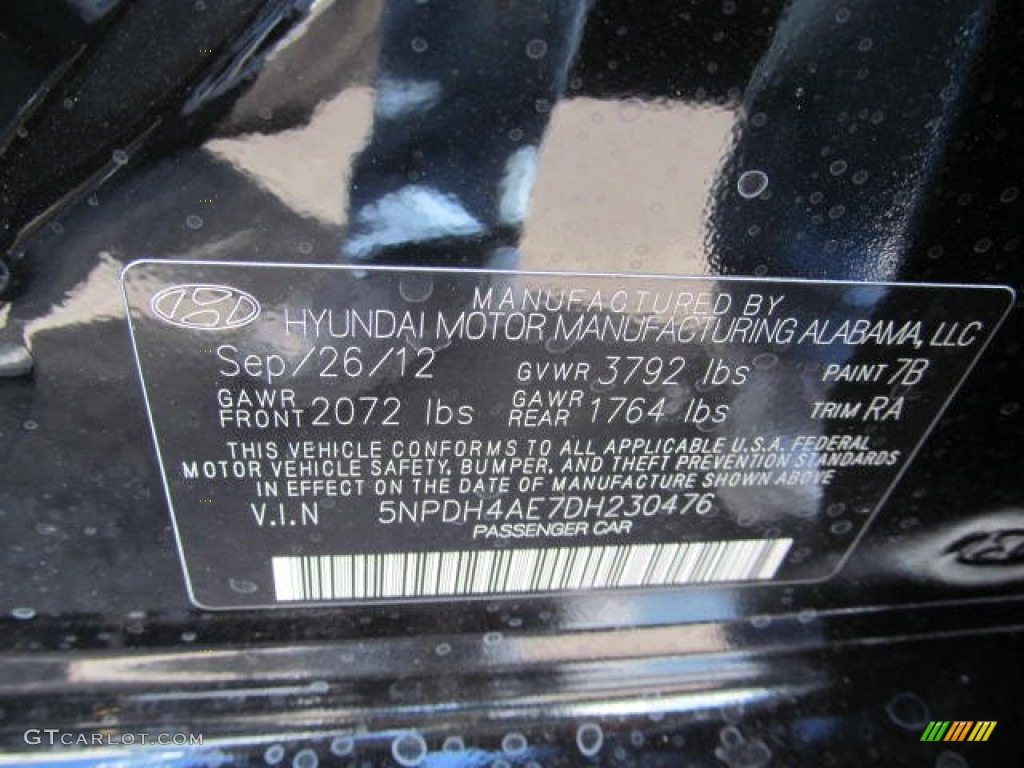2013 Elantra GLS - Midnight Black / Gray photo #10