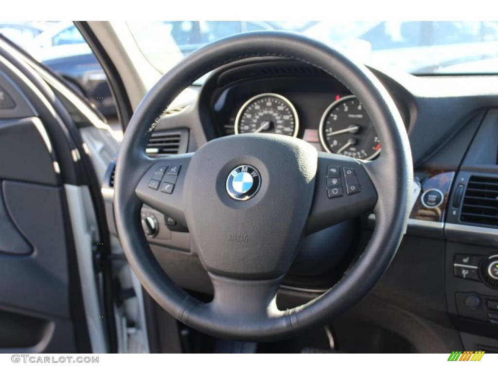 2012 BMW X5 xDrive35i Black Steering Wheel Photo #72078406