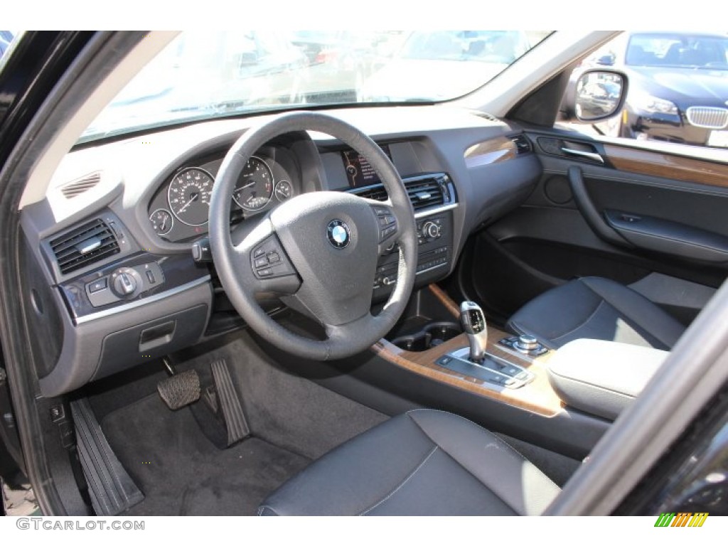 Black Interior 2012 BMW X3 xDrive 28i Photo #72078998