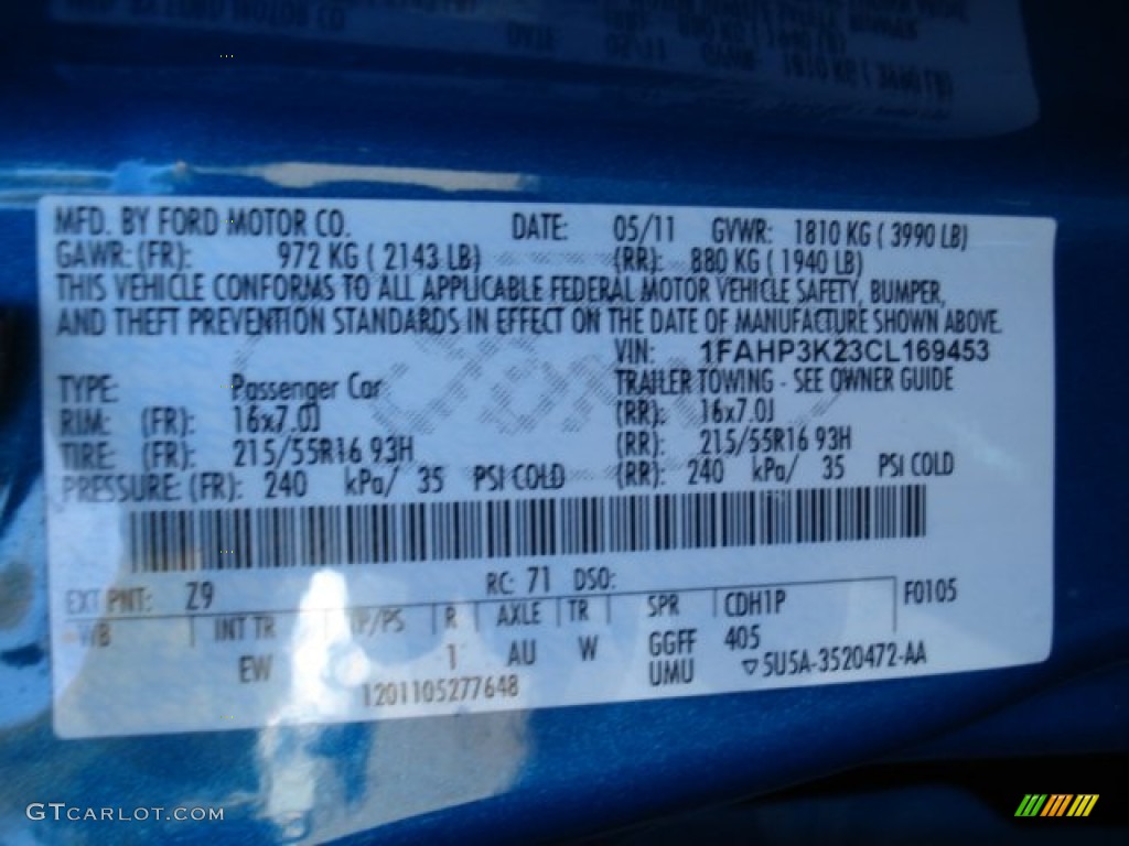 2012 Focus SE Sport 5-Door - Blue Candy Metallic / Charcoal Black photo #15