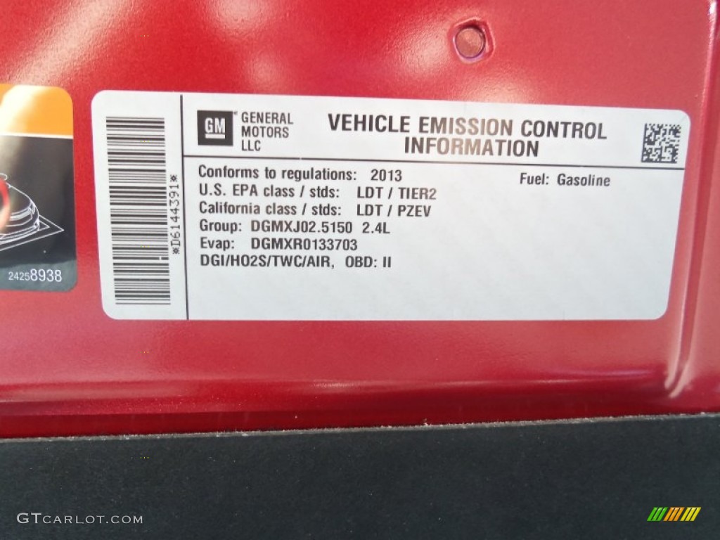 2013 Chevrolet Equinox LT AWD Info Tag Photo #72090478