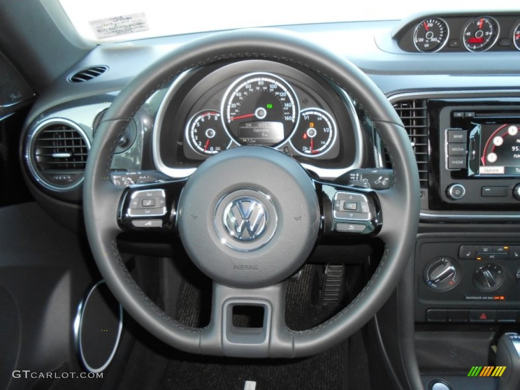 2013 Volkswagen Beetle Turbo Titan Black Steering Wheel Photo #72091201