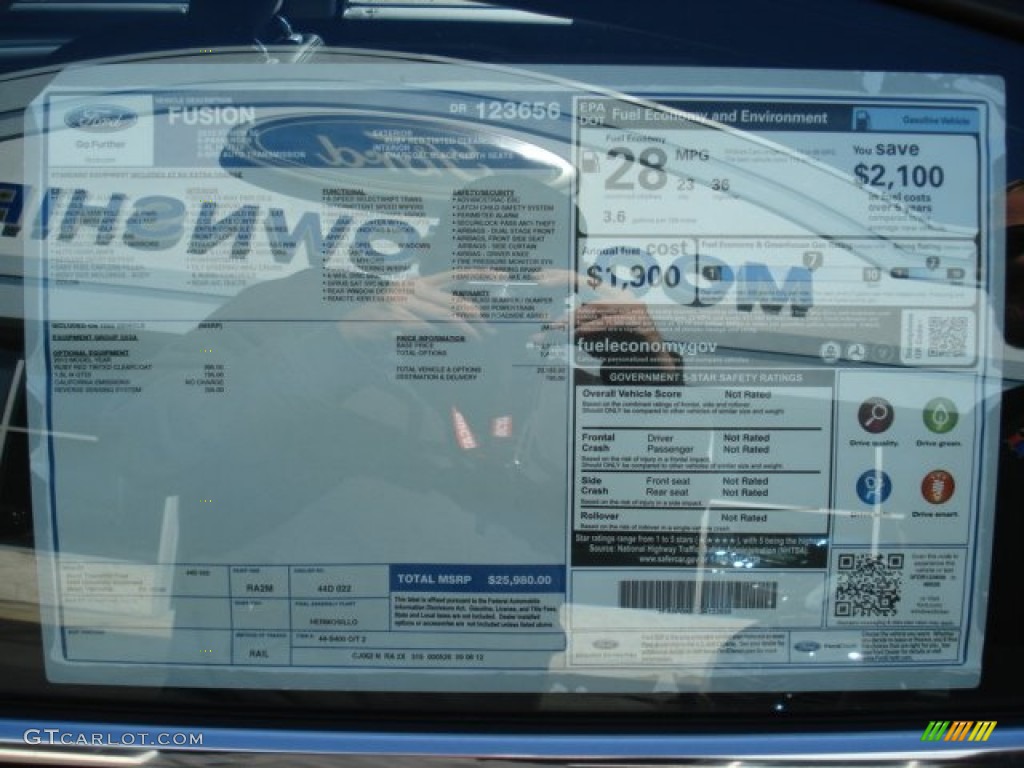 2013 Ford Fusion SE 1.6 EcoBoost Window Sticker Photo #72091555