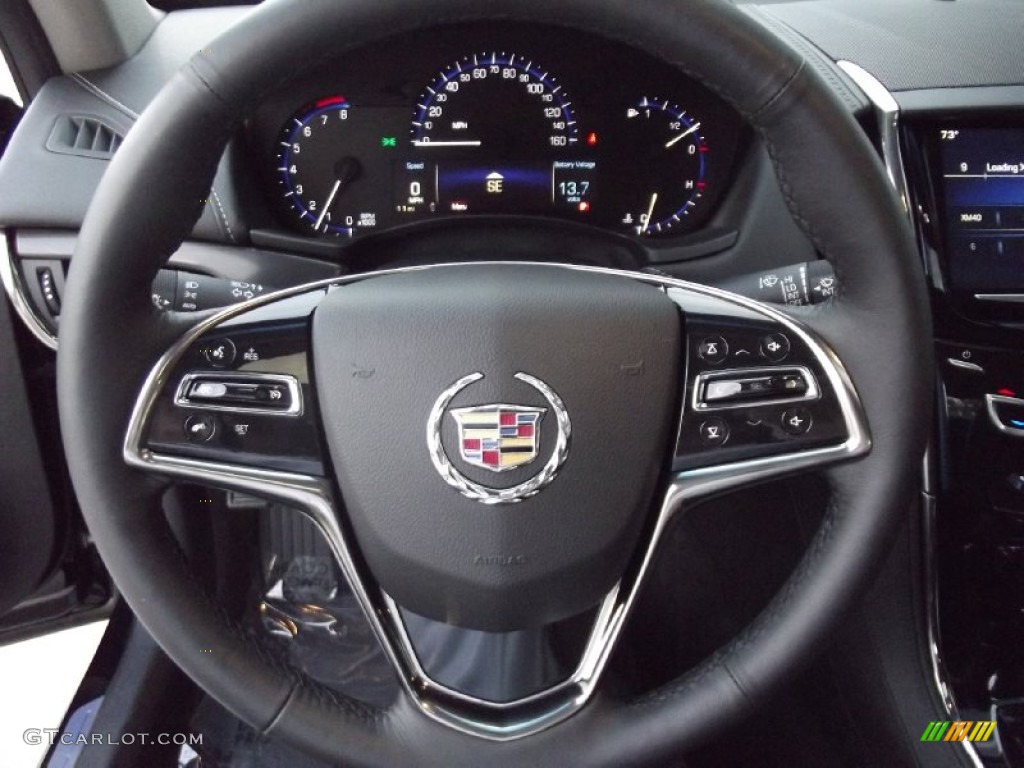 2013 Cadillac ATS 2.5L Jet Black/Jet Black Accents Steering Wheel Photo #72092870