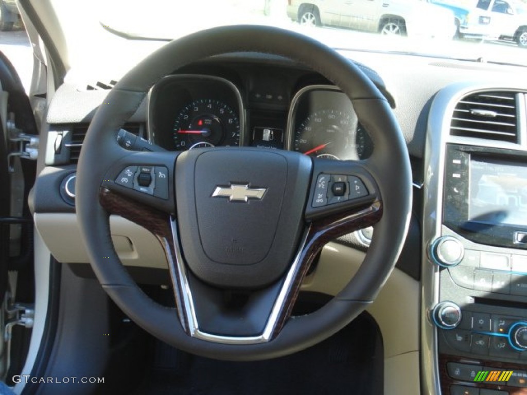 2013 Chevrolet Malibu LTZ Cocoa/Light Neutral Steering Wheel Photo #72097441