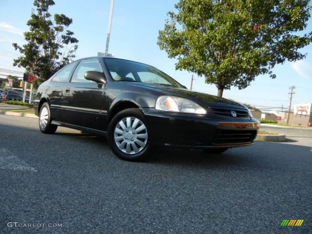 2000 Civic EX Coupe - Flamenco Black Pearl / Dark Gray photo #1