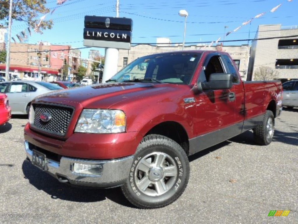 2005 F150 XLT Regular Cab 4x4 - Bright Red / Tan photo #1