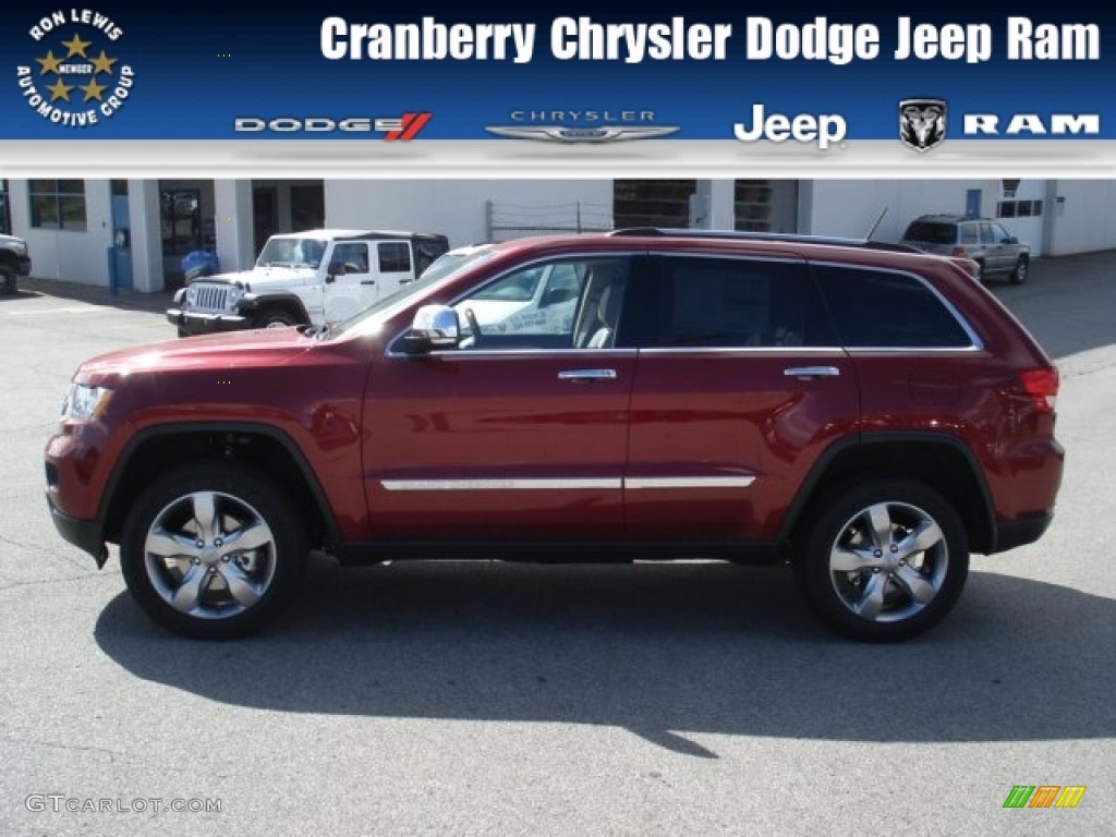2013 Grand Cherokee Overland 4x4 - Deep Cherry Red Crystal Pearl / Dark Frost Beige/Light Frost Beige photo #1