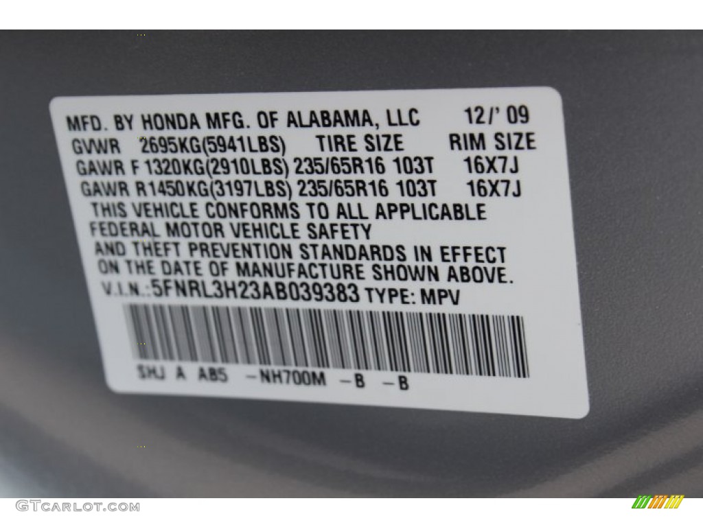 2010 Odyssey LX - Alabaster Silver Metallic / Gray photo #28