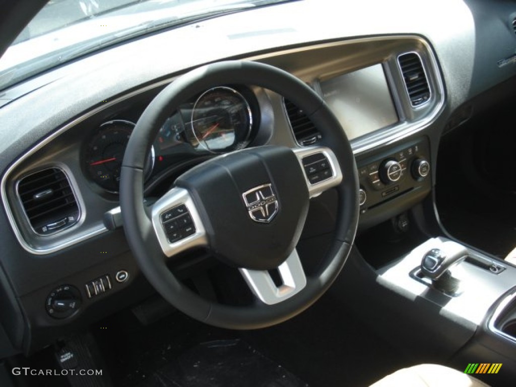 2013 Dodge Charger SXT Plus AWD Black/Light Frost Beige Dashboard Photo #72123927