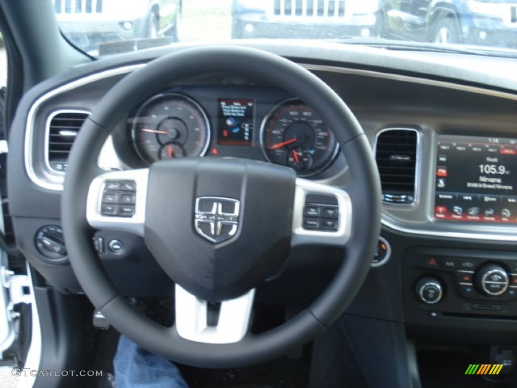 2013 Dodge Charger SXT Plus AWD Black/Light Frost Beige Steering Wheel Photo #72124111