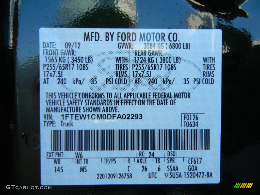 2013 F150 Color Code W6 for Green Gem Metallic Photo #72125790