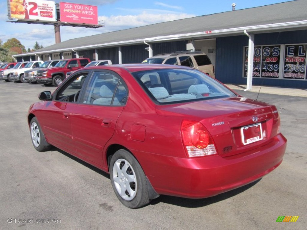 2005 Elantra GLS Sedan - Electric Red Metallic / Gray photo #3