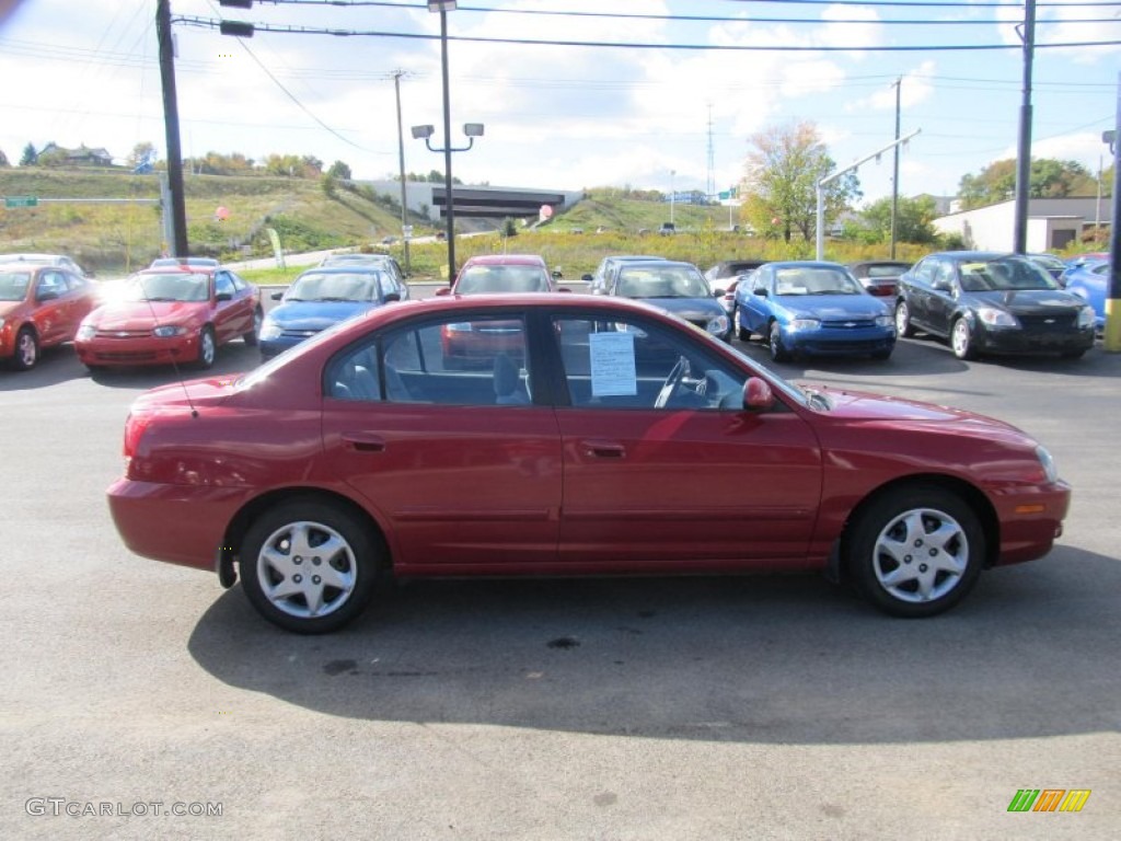 2005 Elantra GLS Sedan - Electric Red Metallic / Gray photo #5