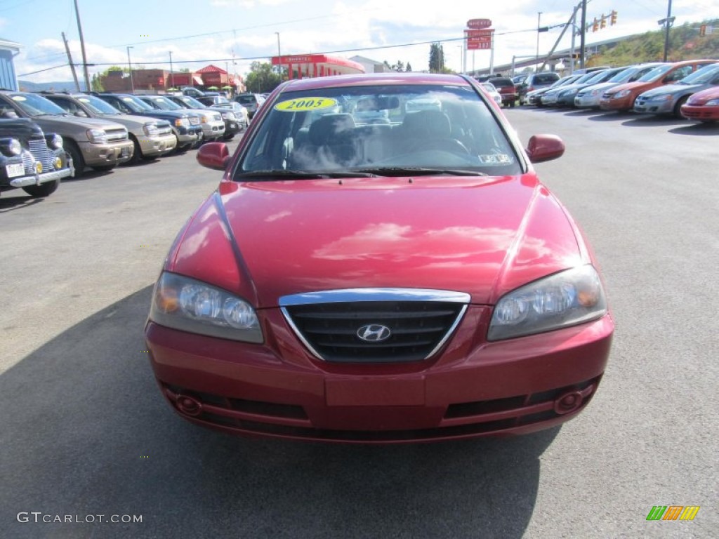 2005 Elantra GLS Sedan - Electric Red Metallic / Gray photo #7