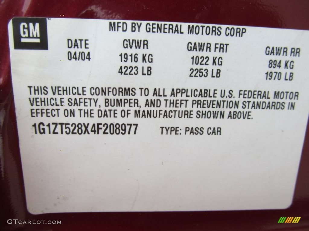 2004 Malibu LS V6 Sedan - Sport Red Metallic / Gray photo #12