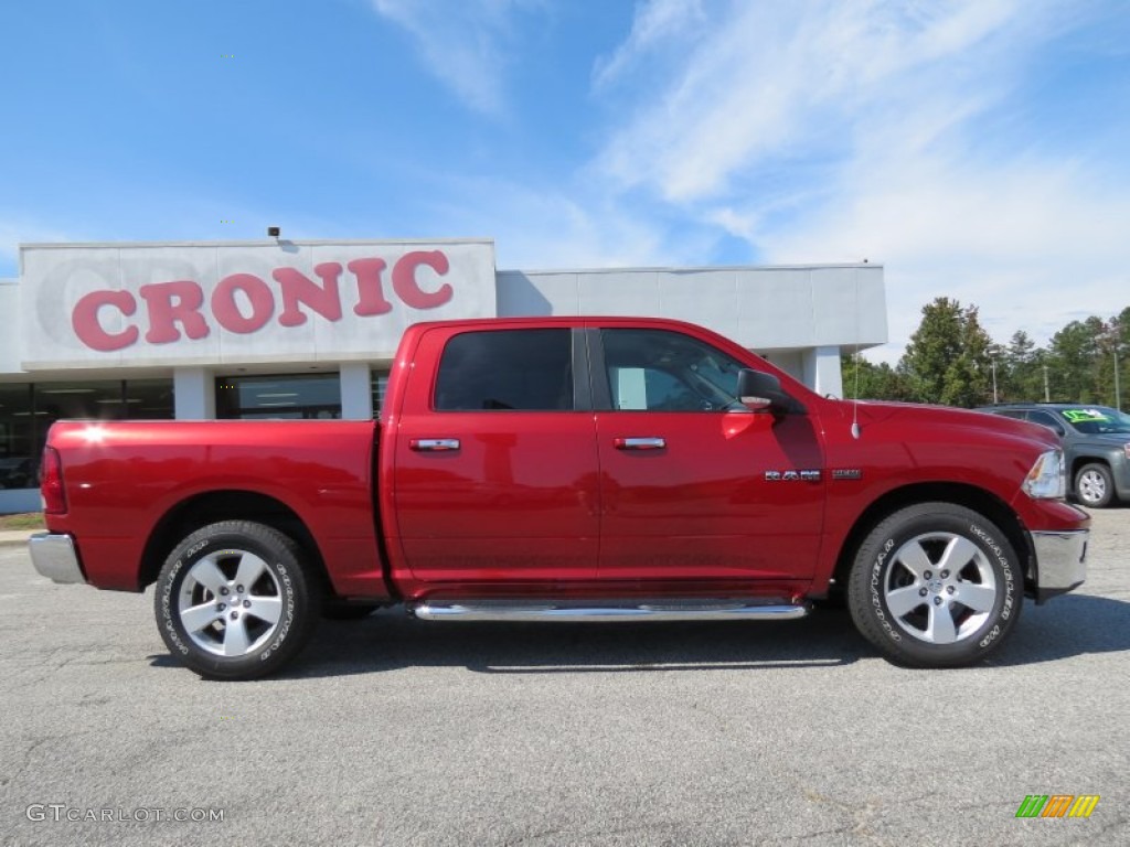 2009 Ram 1500 SLT Crew Cab - Inferno Red Crystal Pearl / Light Pebble Beige/Bark Brown photo #8