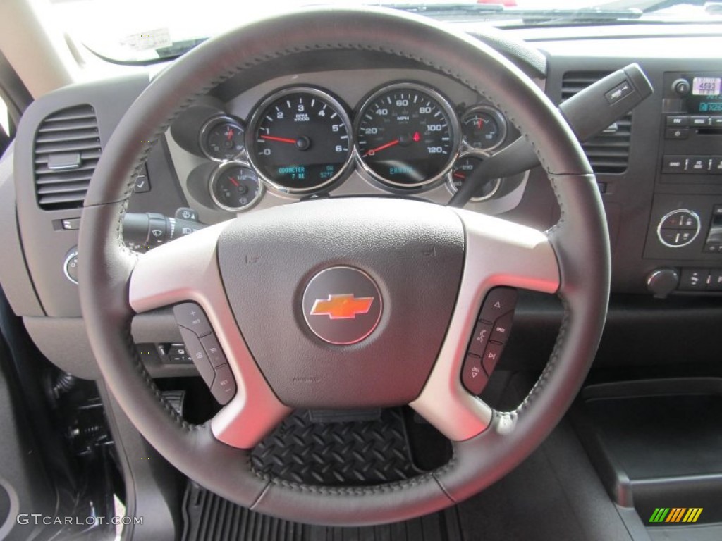 2013 Chevrolet Silverado 2500HD LT Extended Cab 4x4 Ebony Steering Wheel Photo #72137400