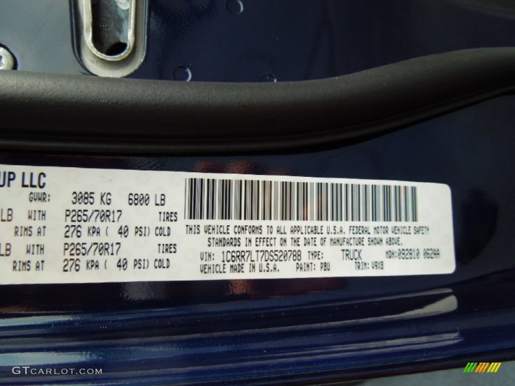 2013 Ram 1500 SLT Crew Cab 4x4 Color Code Photos