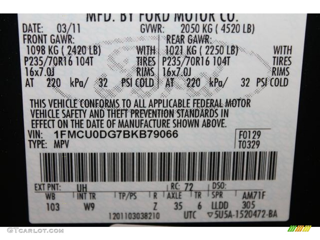 2011 Escape XLT V6 - Tuxedo Black Metallic / Charcoal Black photo #50