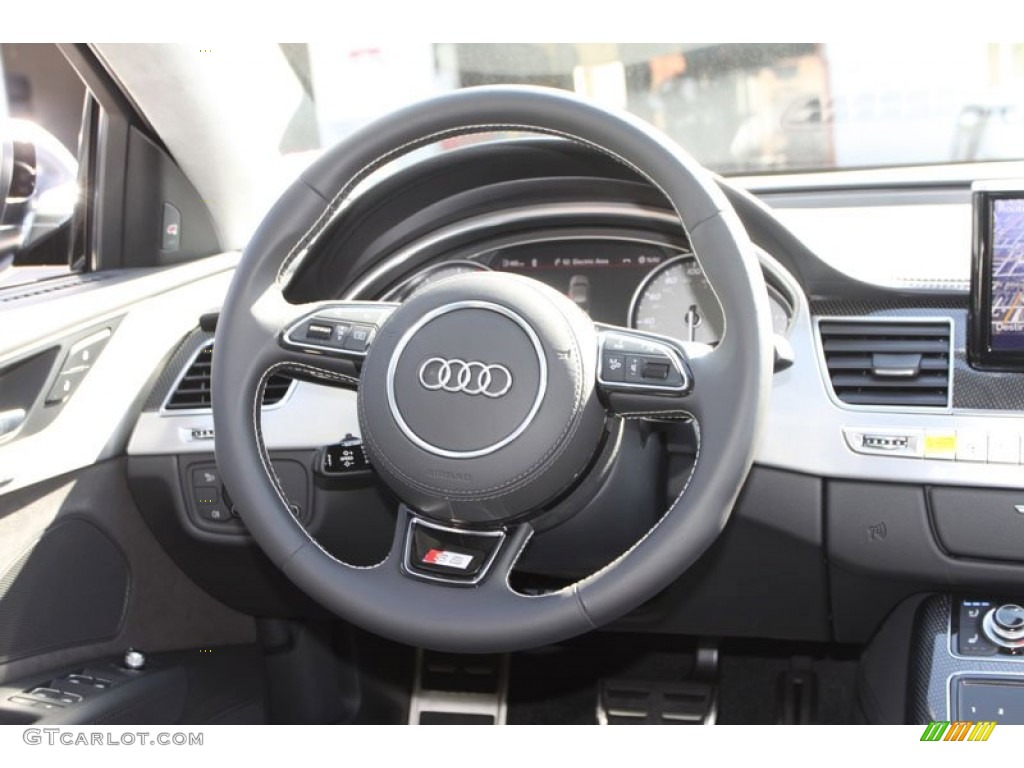 2013 Audi S8 4.0 TFSI quattro Sedan Black Steering Wheel Photo #72148248