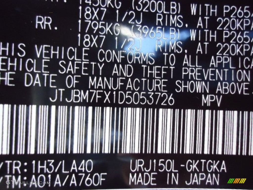 2013 GX Color Code 1H3 for Knights Armor Pearl Photo #72148827