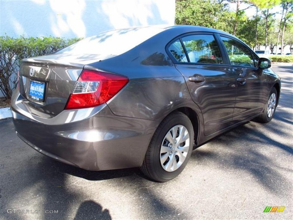 2012 Civic LX Sedan - Urban Titanium Metallic / Beige photo #3