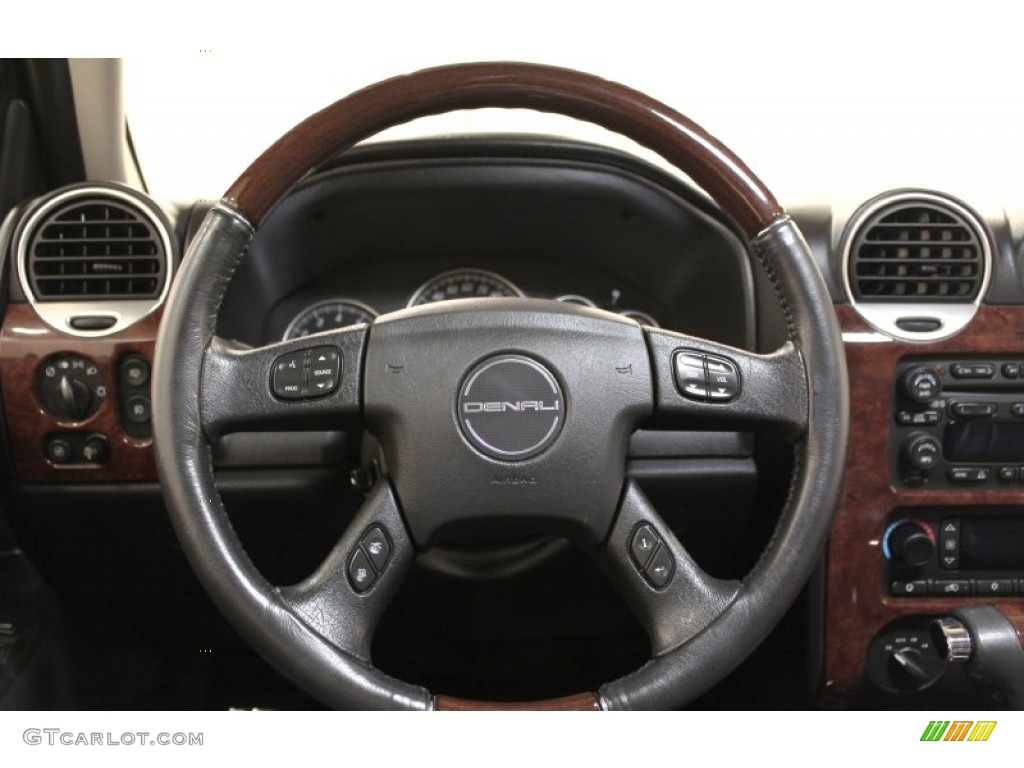 2009 GMC Envoy Denali 4x4 Ebony Steering Wheel Photo #72153731