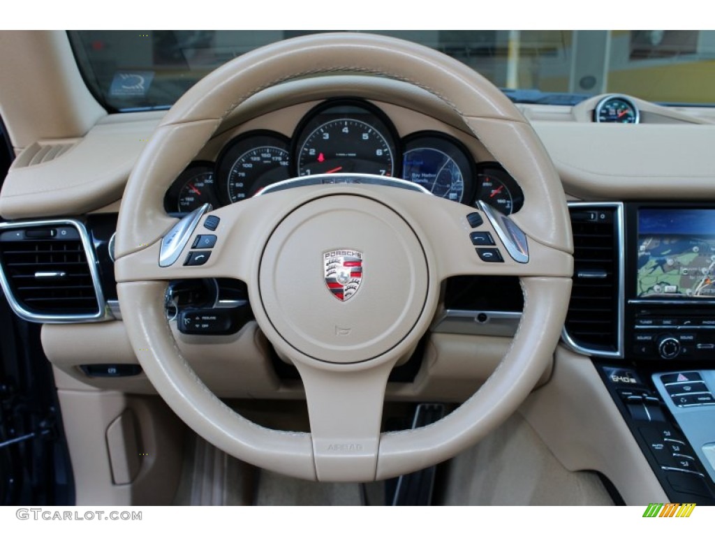 2011 Porsche Panamera V6 Luxor Beige Steering Wheel Photo #72170883