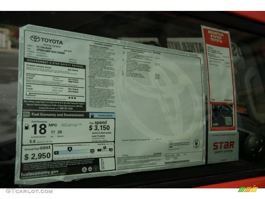 2013 Toyota FJ Cruiser 4WD Window Sticker Photo #72171744