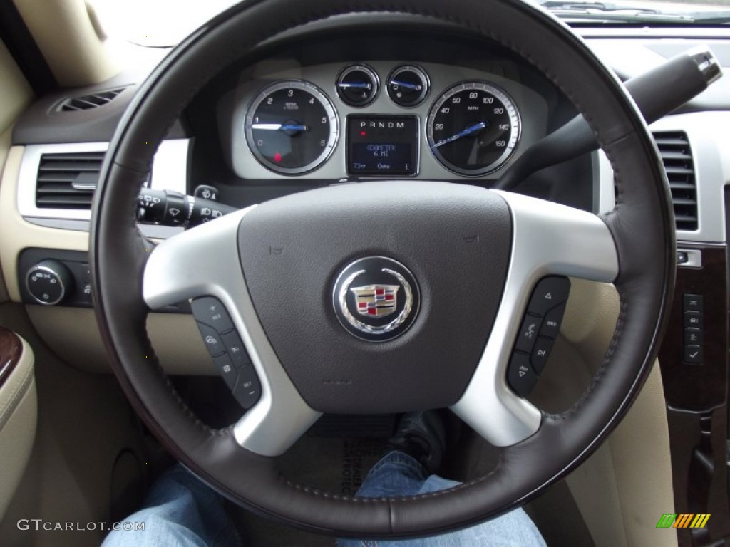 2013 Cadillac Escalade ESV Luxury Cashmere/Cocoa Steering Wheel Photo #72176544