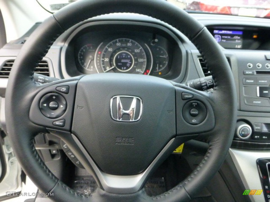 2013 Honda CR-V EX-L AWD Black Steering Wheel Photo #72178749