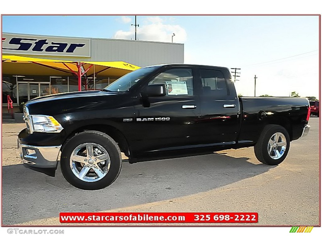 2012 Ram 1500 Lone Star Quad Cab - Black / Light Pebble Beige/Bark Brown photo #1