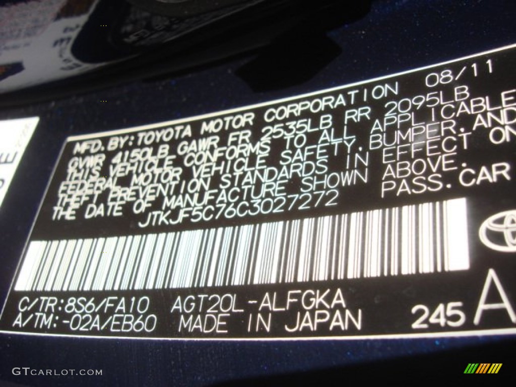 2012 tC Color Code 8S6 for Nautical Blue Metallic Photo #72184764