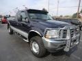 2002 True Blue Metallic Ford F250 Super Duty XLT SuperCab 4x4  photo #2