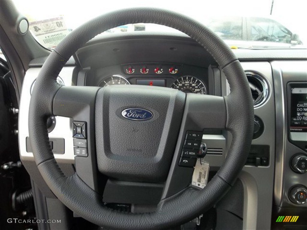2013 Ford F150 FX4 SuperCrew 4x4 Black Steering Wheel Photo #72192705
