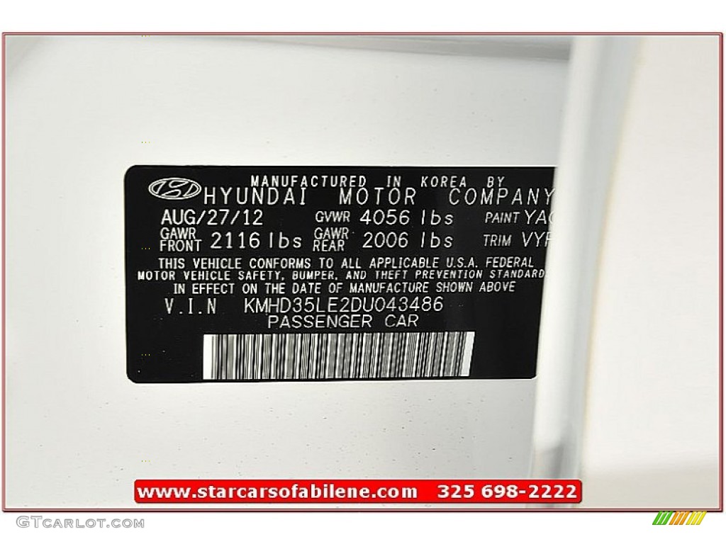 2013 Elantra GT - Monaco White / Beige photo #12