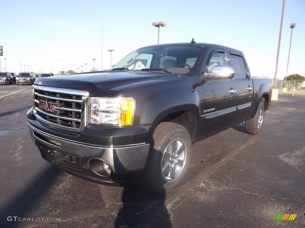 2013 Sierra 1500 SLE Crew Cab 4x4 - Mineral Green Metallic / Very Dark Cashmere/Light Cashmere photo #1