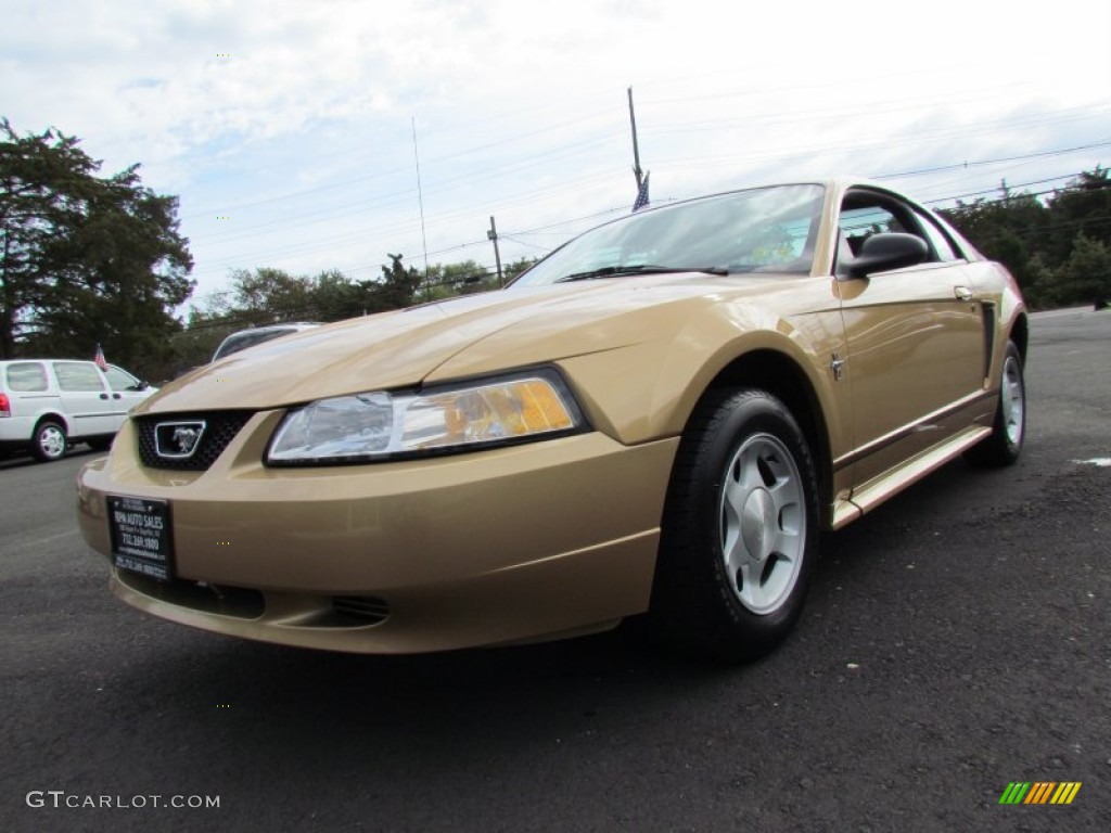 2000 Mustang V6 Coupe - Sunburst Gold Metallic / Medium Graphite photo #1