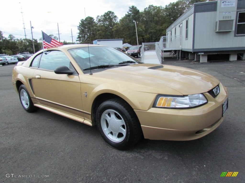 2000 Mustang V6 Coupe - Sunburst Gold Metallic / Medium Graphite photo #3