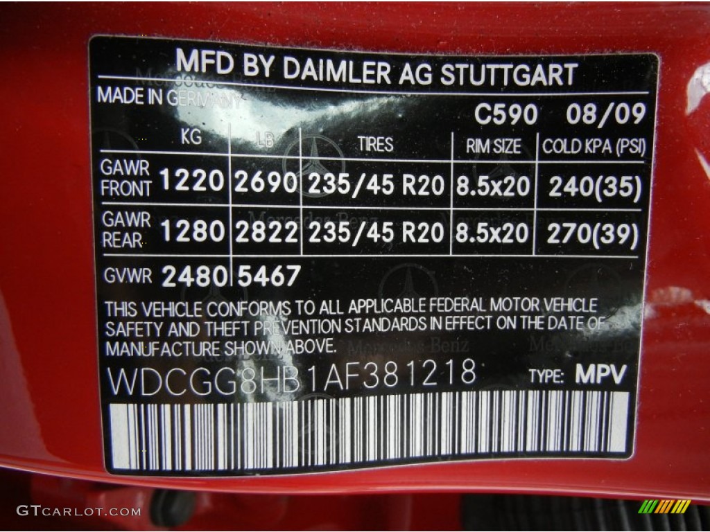 2010 GLK Color Code 590 for Mars Red Photo #72214537