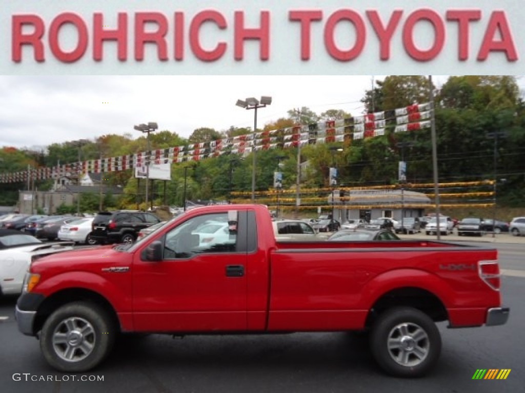 2010 F150 XL Regular Cab 4x4 - Vermillion Red / Medium Stone photo #1