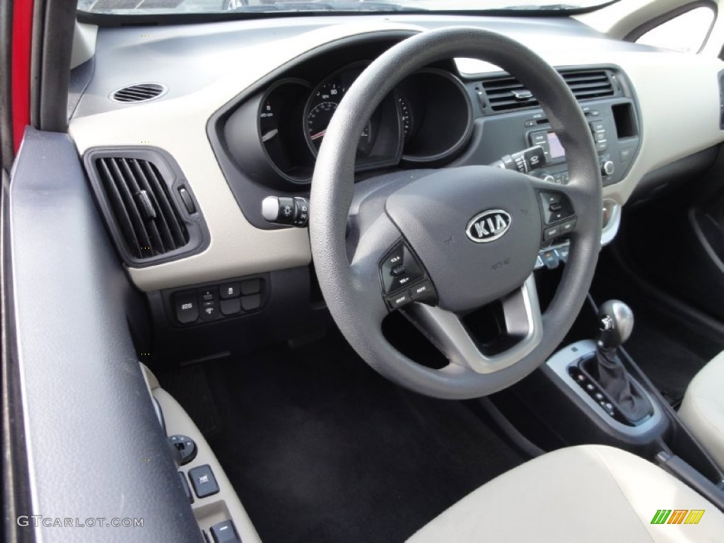 2012 Kia Rio LX Beige Steering Wheel Photo #72217038