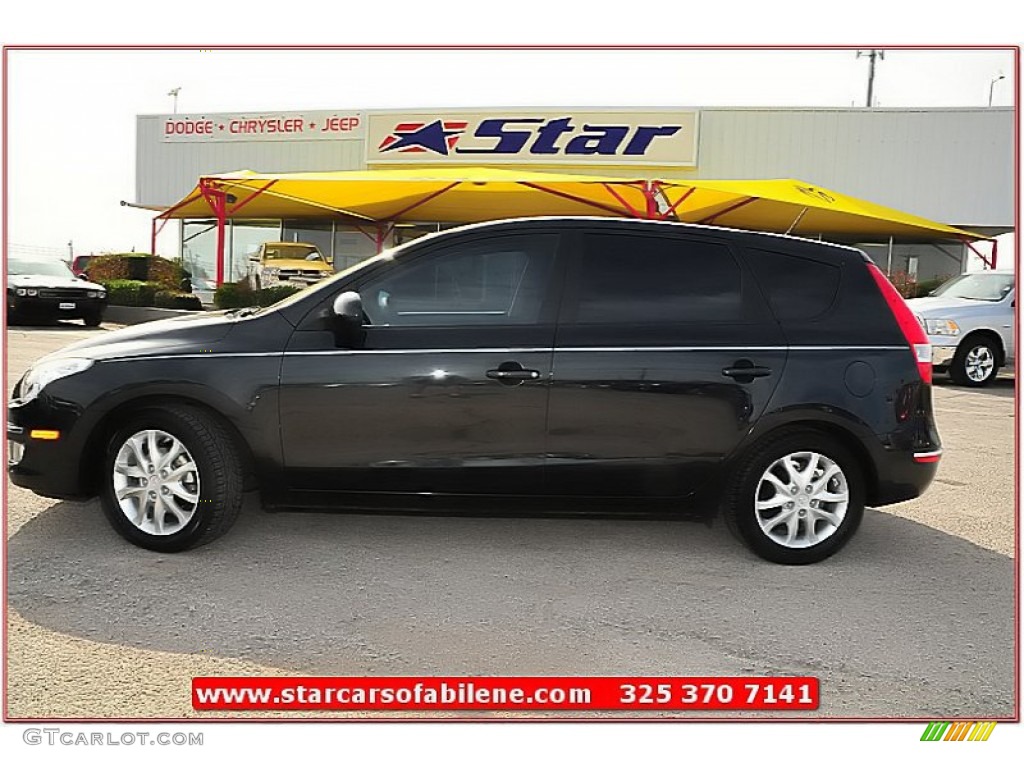 2009 Elantra Touring - Black Pearl / Beige photo #2
