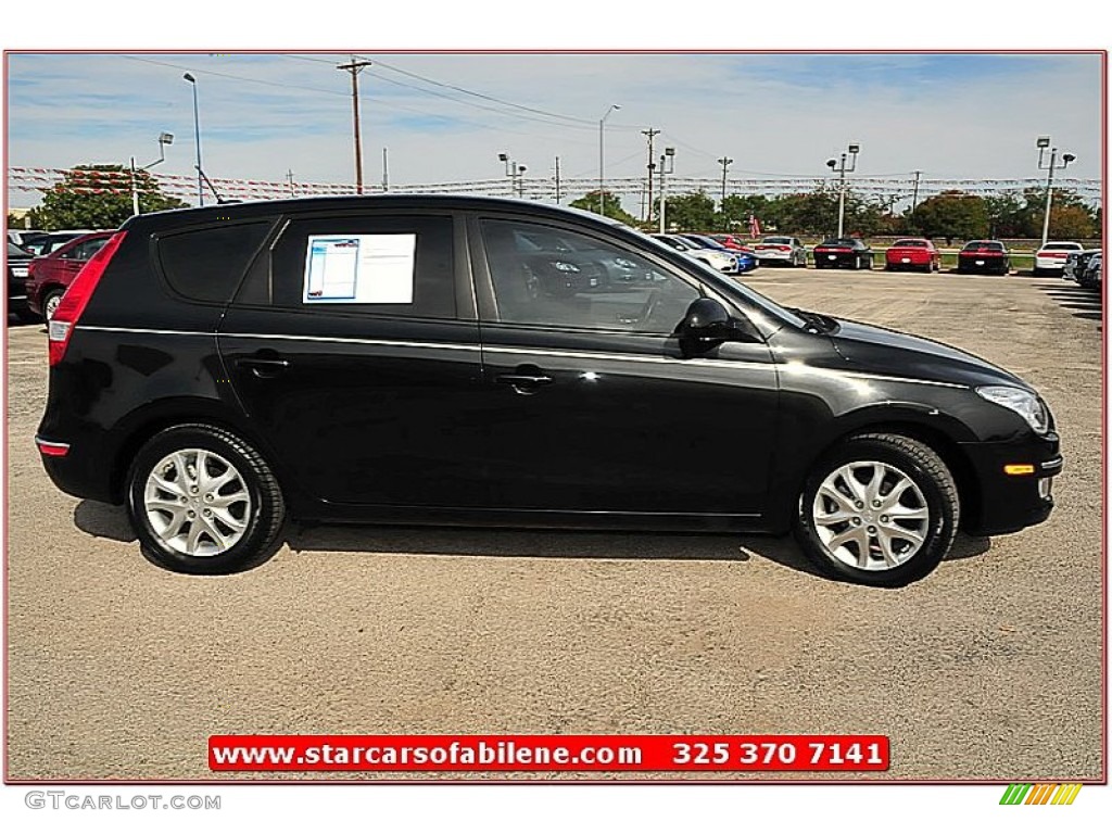 2009 Elantra Touring - Black Pearl / Beige photo #6