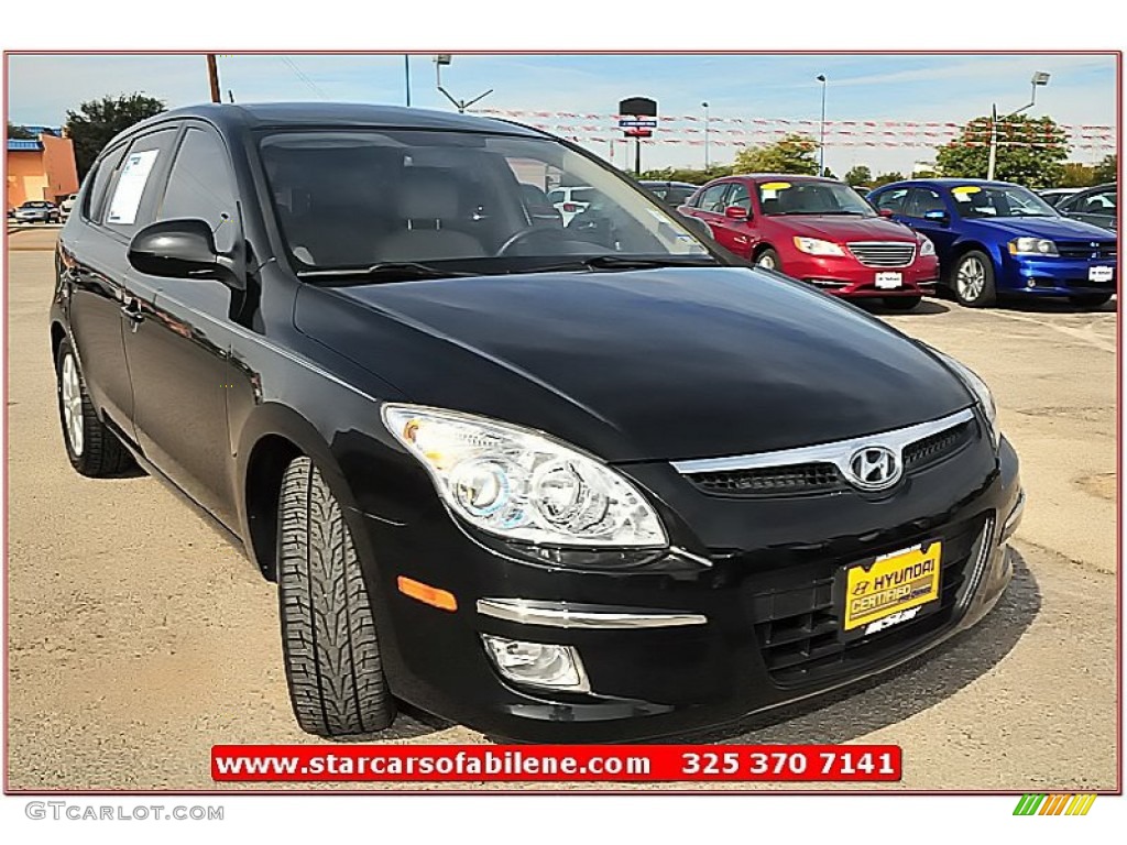 2009 Elantra Touring - Black Pearl / Beige photo #7