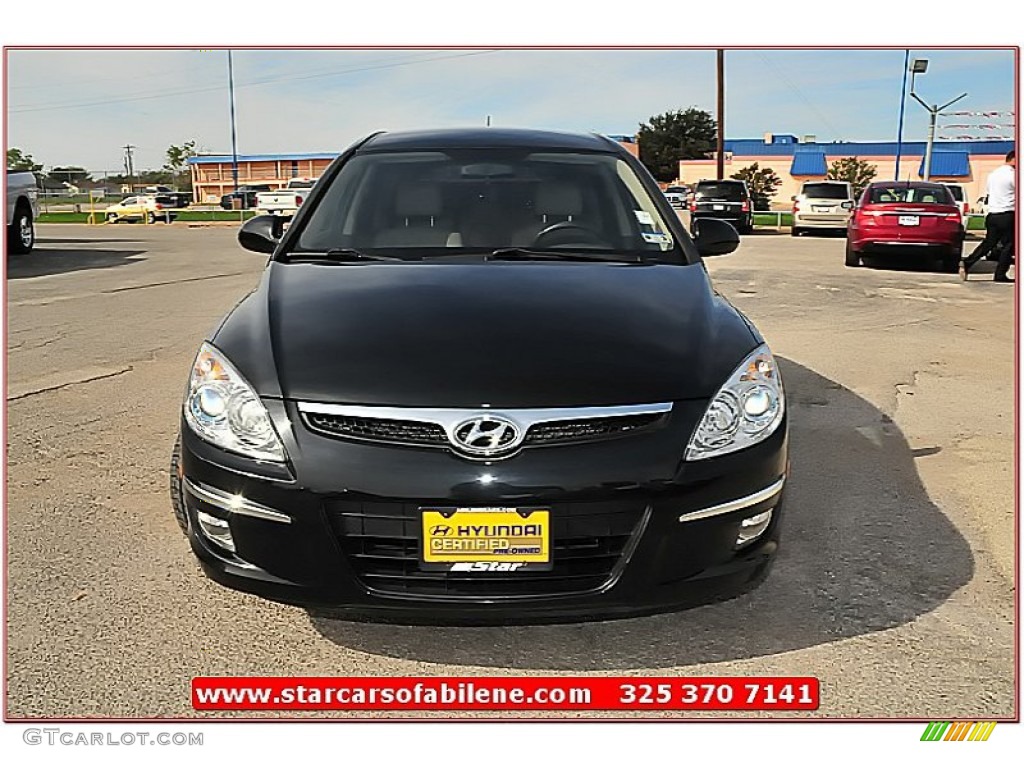 2009 Elantra Touring - Black Pearl / Beige photo #8